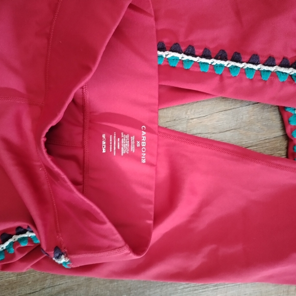 Carbon38 Womens XS Red Crochet Side Seam High Waisted Leggings - Picture 11 of 11